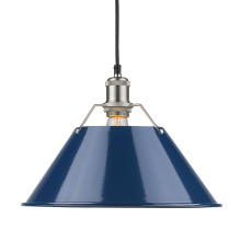 Golden 3306-L PW-NVY - Yep by Golden Lighting Orwell 1-light 14in Pendant in Pewter and Navy Blue shade